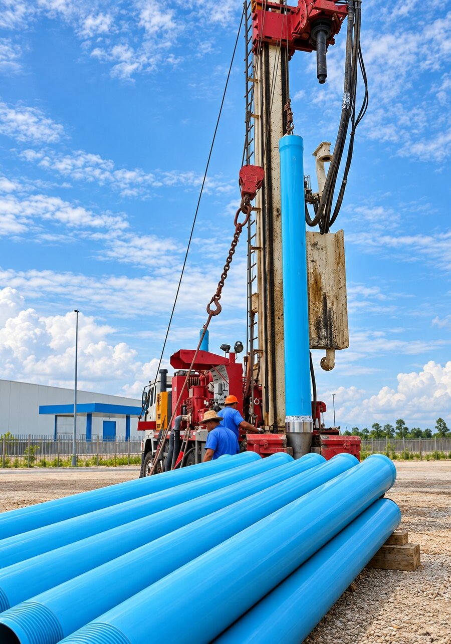 Tubi e filtri in PVC e HDPE in cantiere